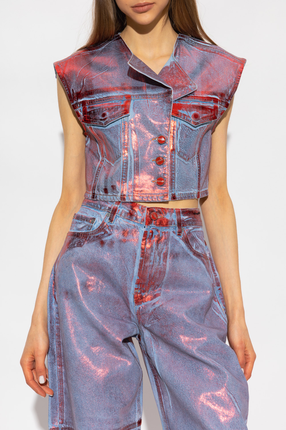 Light blue Denim vest Ganni - SchaferandweinerShops Germany